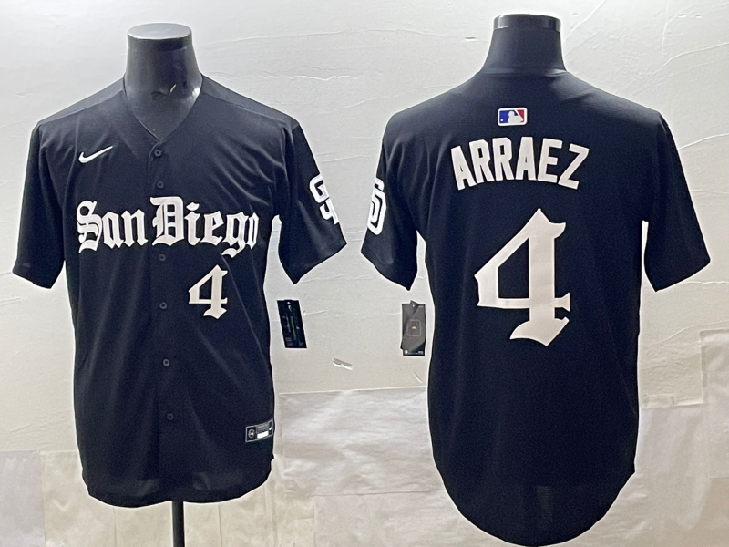 Men's San Diego Padres Luis Arraez #4 Black Jersey